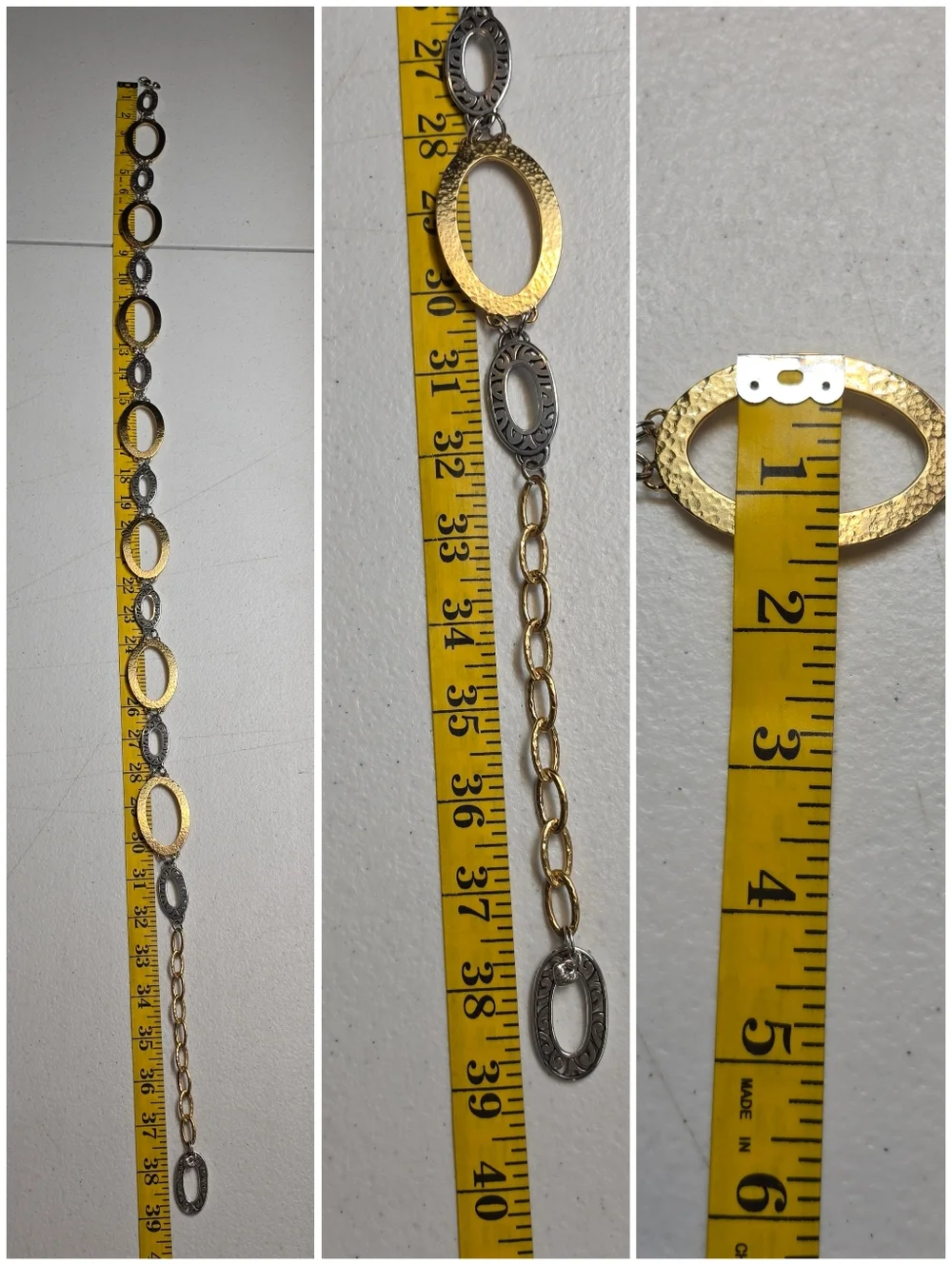 Brighton Vintage Gold and Silver Toned Oval Chain Waist Belt